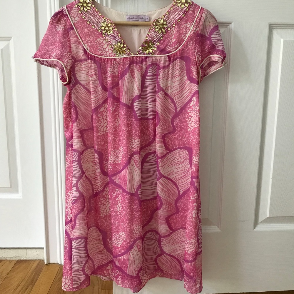 Calypso pink chiffon dress